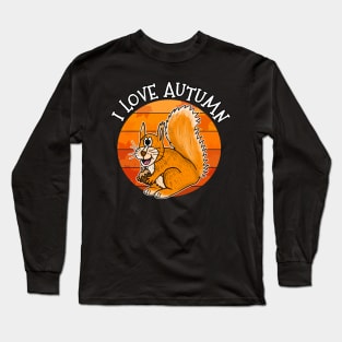 I Love Autumn Squirrel Fall Wildlife Long Sleeve T-Shirt